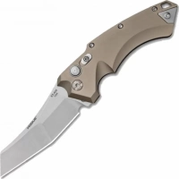 Автоматический складной нож Hogue Wharncliffe EX-A05, клинок Stonewash, сталь 154CM, рукоять пустынный алюминий купить в Самаре