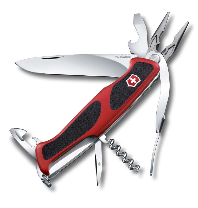 Нож перочинный Victorinox RangerGrip 74, сталь X55CrMo14, рукоять термоэластопластик, красный с черным