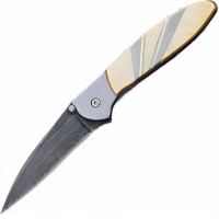 Полуавтоматический складной нож Santa Fe Kershaw Leek, дамасская сталь, рукоять сталь с накладкой из перламутра купить в Самаре