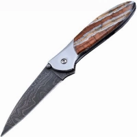 Полуавтоматический складной нож Santa Fe Kershaw Leek, дамасская сталь, рукоять сталь с накладкой из зуба мамонта купить в Самаре