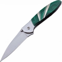 Полуавтоматический складной нож Santa Fe Kershaw Leek, сталь 14C28N, рукоять сталь с накладкой из малахита купить в Самаре