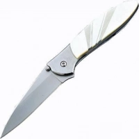 Полуавтоматический складной нож Santa Fe Kershaw Leek, сталь 14C28N, рукоять сталь с накладкой из перламутра купить в Самаре