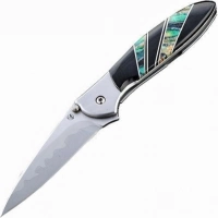 Полуавтоматический складной нож Santa Fe Kershaw Leek, сталь D2/14C28N, рукоять сталь с накладкой из зуба мамонта купить в Самаре