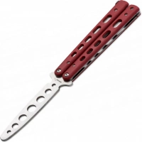 Тренировочный нож-бабочка (балисонг) Balisong Trainer, Boker Plus 01BO712, клинок из нержавеющей стали Zero-ground Plain (без заточки), рукоять стеклотекстолит G10, красный купить в Самаре