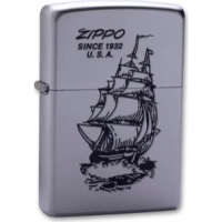 Зажигалка ZIPPO Boat-Zippo Satin Chrome, латунь с ник.-хром. покрыт., сереб., матовая, 36х56х12мм купить в Самаре