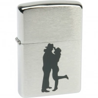 Зажигалка ZIPPO Cowboy Couple Brushed Chrome, латунь, ник.-хром. покр., серебр., матов., 36х56х12 мм купить в Самаре